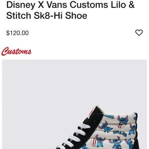 Disney Custom Van's Sk8-Hi Shoe with Stitch